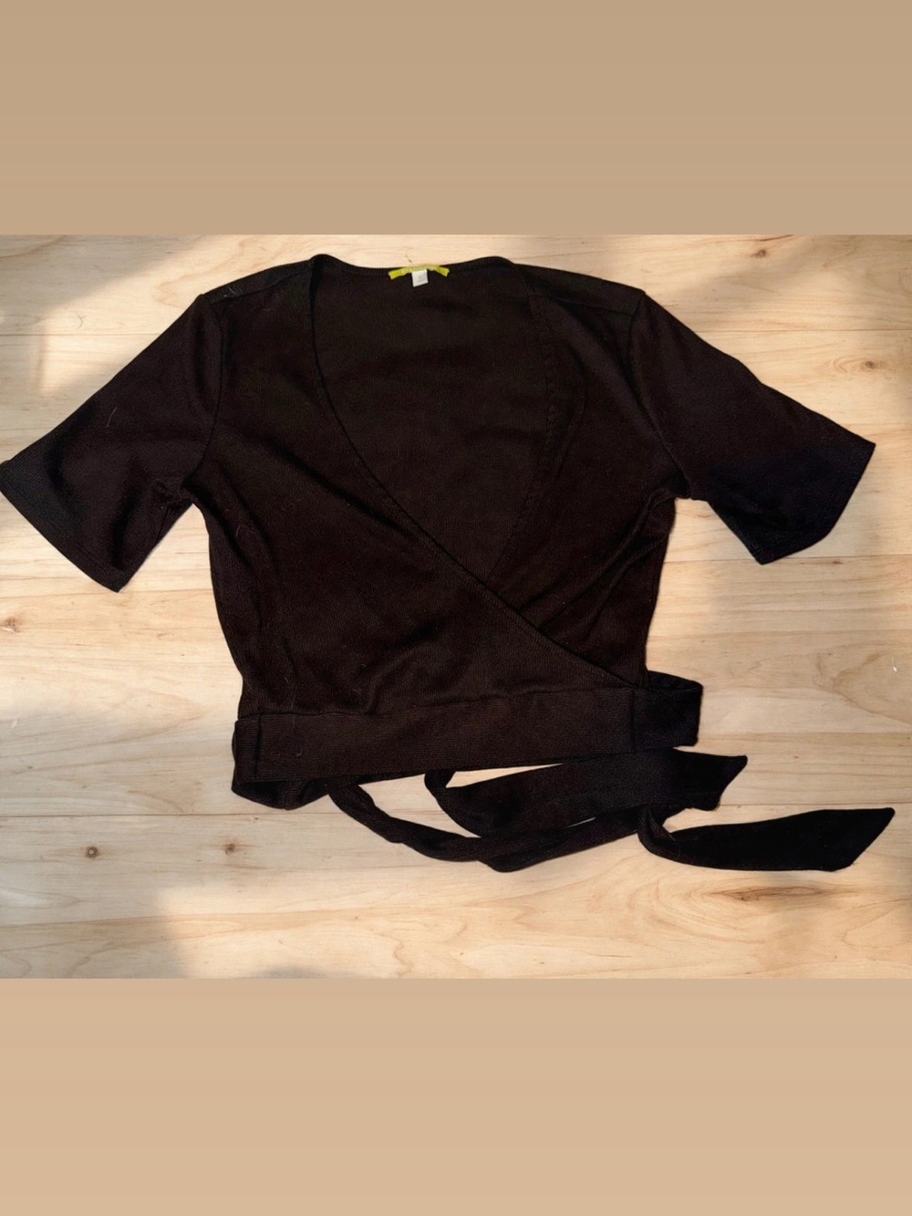 Gianni Bini Black Wrap Crop Top with Tie Waist Small